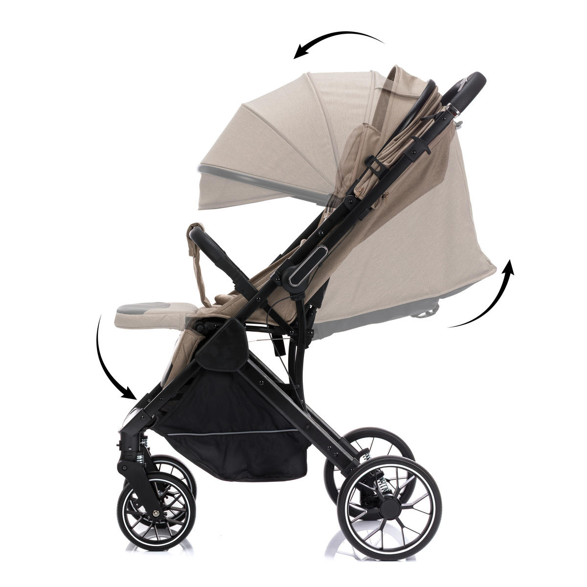 KIŠOBRAN KOLICA   - crna/taupe, Basics, tekstil/metal (73/55/107cm) - Fillikid