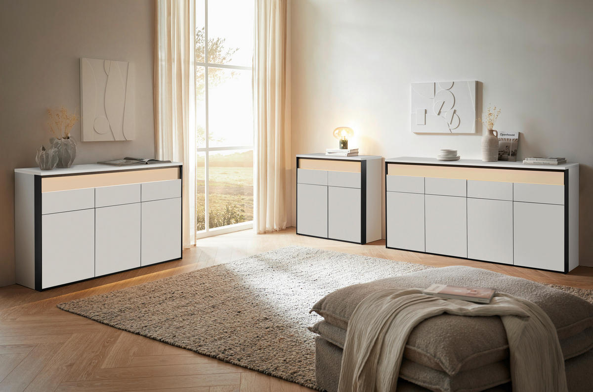 SIDEBOARD 130/88/38 cm Schwarz, Beige  - Beige/Schwarz, Konventionell, Holzwerkstoff (130/88/38cm) - Voleo