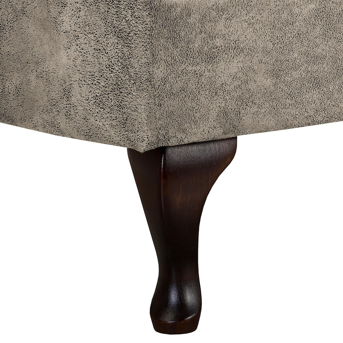 RÉCAMIERE Lederlook Hellgrau  - Hellgrau/Braun, Design, Holz/Textil (185/93/75cm) - Livetastic