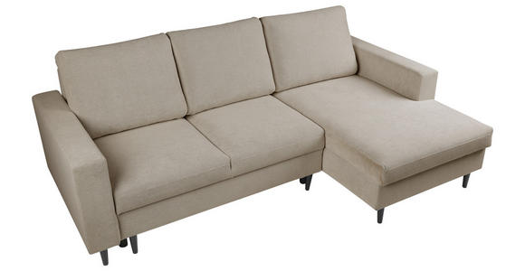 ECKSOFA  in Struktur Hellbraun  - Hellbraun/Schwarz, MODERN, Holz/Kunststoff (230/145cm) - Carryhome