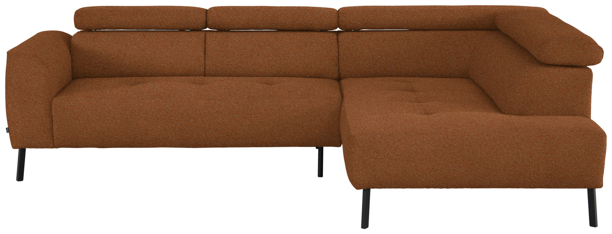ECKSOFA in Struktur Rostfarben  280/205 cm  - Rostfarben/Schwarz, Design, Textil/Metall (280/205cm) - Xora