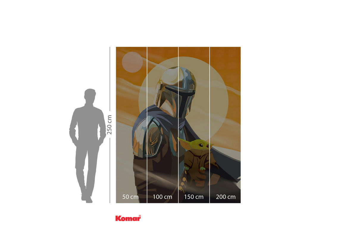 FOTOTAPETE THE MANDALORIAN  - Multicolor/Orange, Design, Textil (200/250cm) - Star Wars