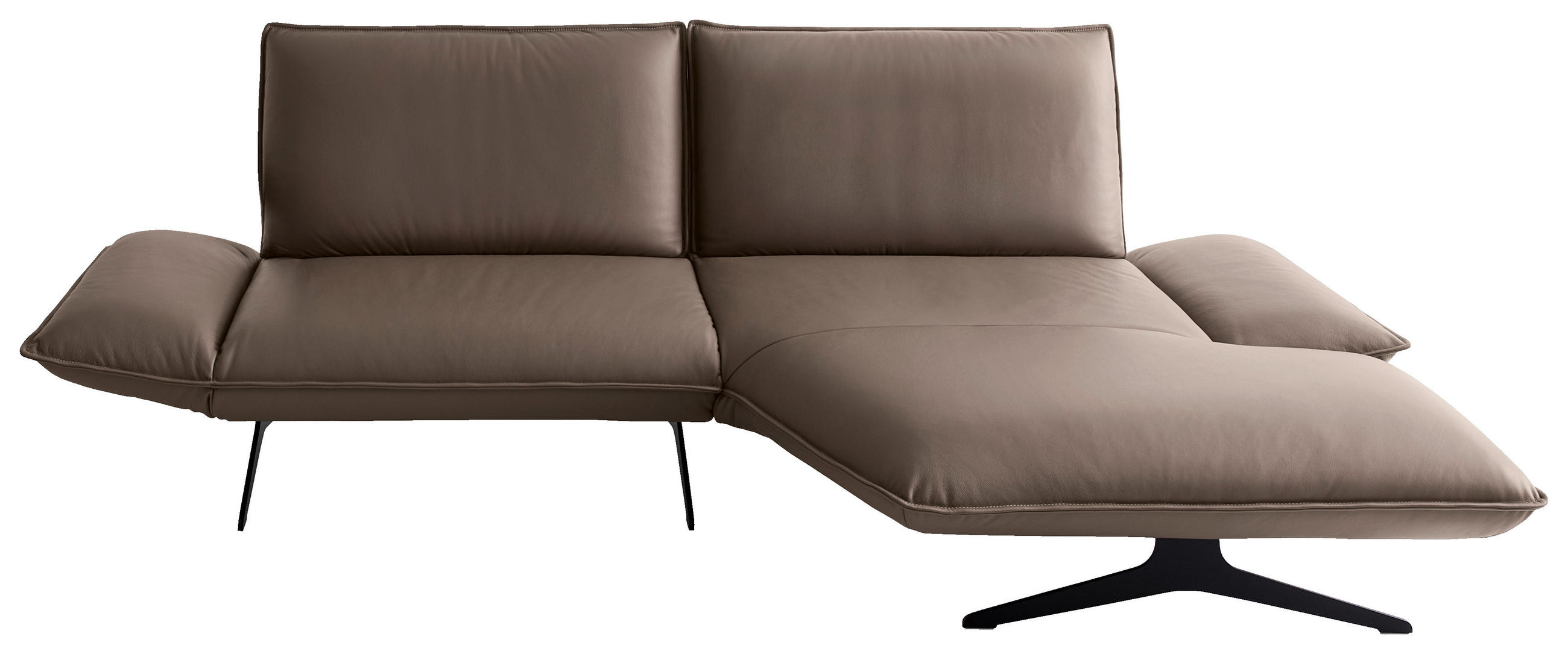 ECKSOFA Braun Echtleder Rücken echt  - Beige/Schwarz, Design, Leder/Metall (290/149cm) - Koinor