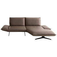 ECKSOFA Braun Echtleder Rücken echt  - Beige/Schwarz, Design, Leder/Metall (290/149cm) - Koinor