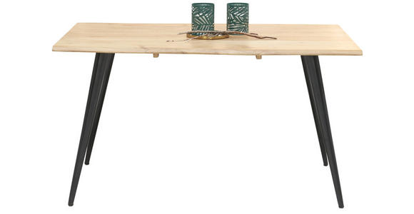 ESSTISCH in Holz, Metall 140/90/76 cm - Schwarz/Akaziefarben, Natur, Holz/Metall (140/90/76cm) - Carryhome