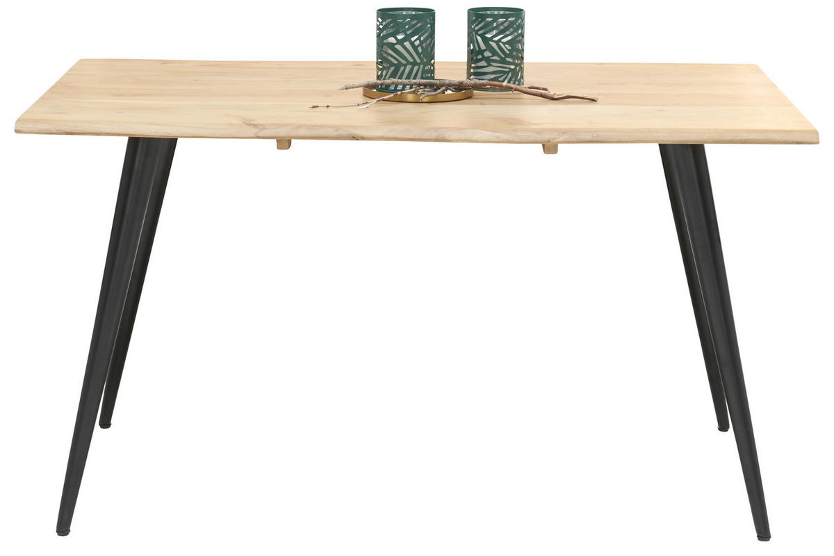 ESSTISCH in Holz, Metall 140/90/76 cm  - Schwarz/Akaziefarben, Natur, Holz/Metall (140/90/76cm) - Carryhome