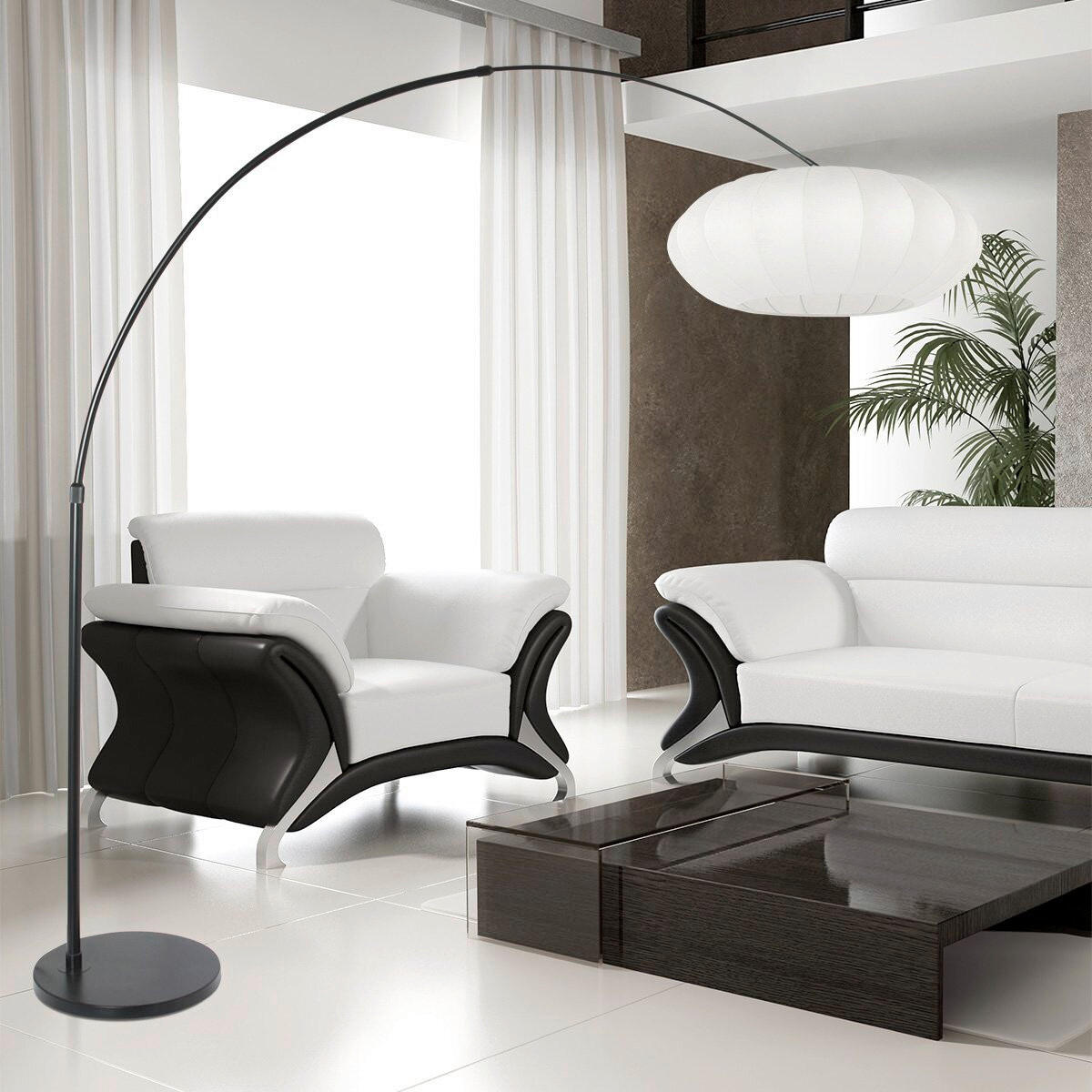 STEHLEUCHTE SPARKLED LIGHT 50/240/230 cm  - Schwarz/Weiß, Trend, Textil/Metall (50/240/230cm)