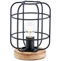 TISCHLEUCHTE - Schwarz/Braun, Design, Holz/Metall (20/26,5cm) - Brilliant