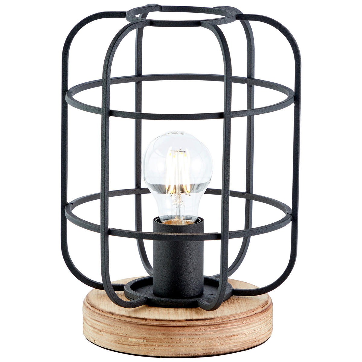 TISCHLEUCHTE - Schwarz/Braun, Design, Holz/Metall (20/26,5cm) - Brilliant