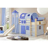 SPIELBETT Kiefer massiv Kieferfarben, Hellblau, Dunkelblau  - Dunkelblau/Kieferfarben, Natur, Holz (90/200cm) - MID.YOU