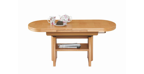 COUCHTISCH Buche furniert 125-166/71/56-75 cm oval Buchefarben  - Buchefarben, KONVENTIONELL, Holz (125-166/71/56-75cm) - Venda