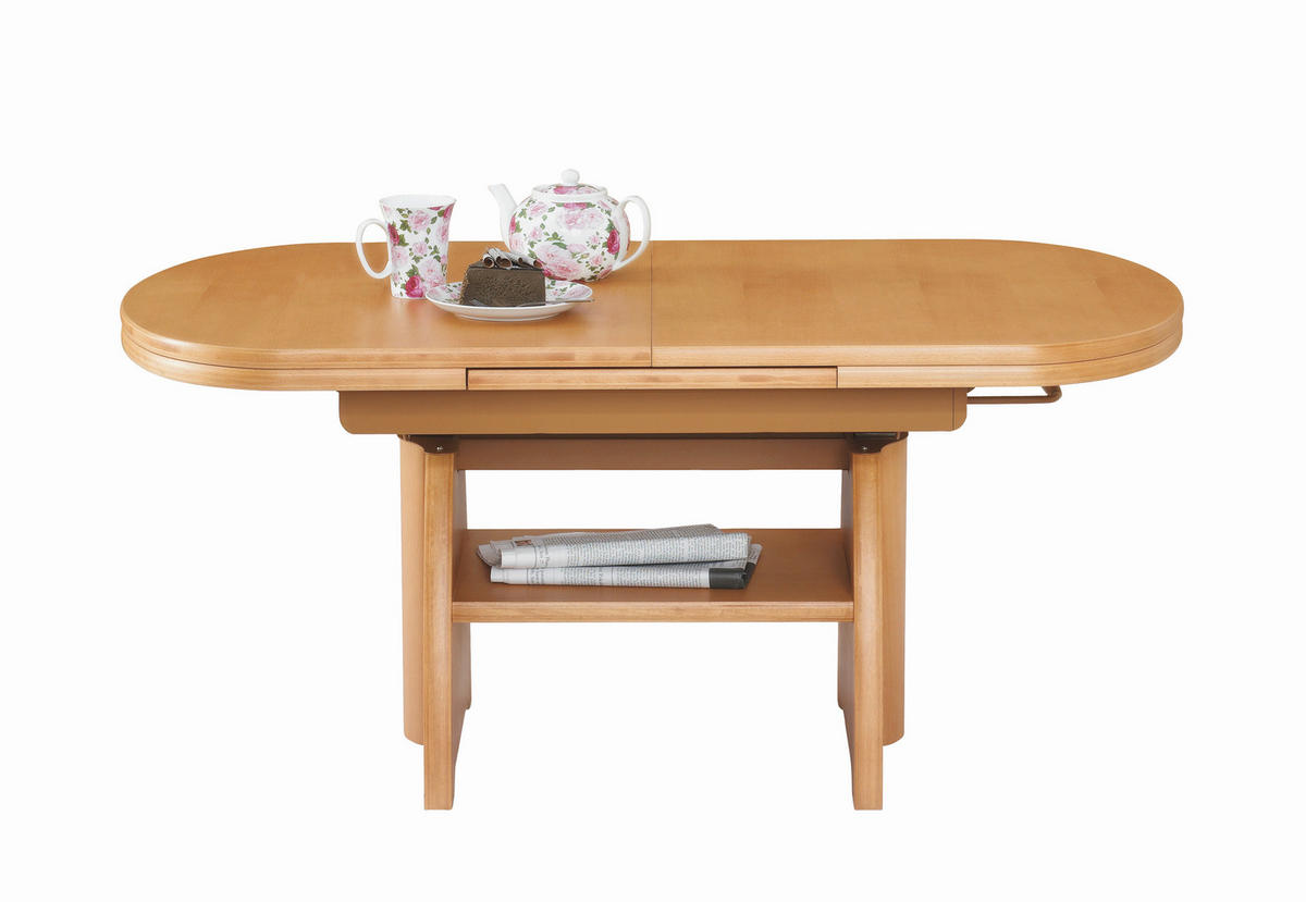 COUCHTISCH Buche furniert 125-166/71/56-75 cm oval Buchefarben  - Buchefarben, KONVENTIONELL, Holz (125-166/71/56-75cm) - Venda