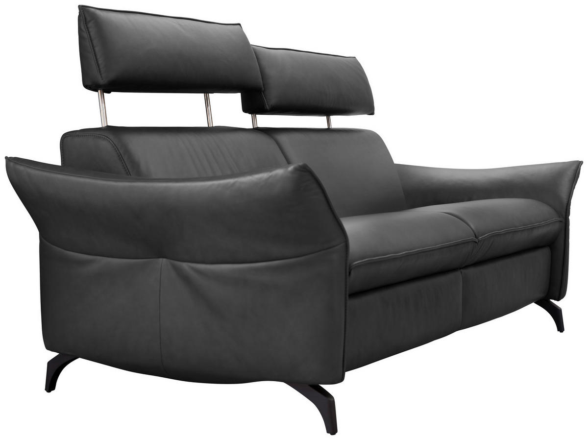 3-SITZER-SOFA Echtleder Dunkelgrau  - Dunkelgrau/Anthrazit, Design, Leder/Metall (224/92/95cm) - Himolla