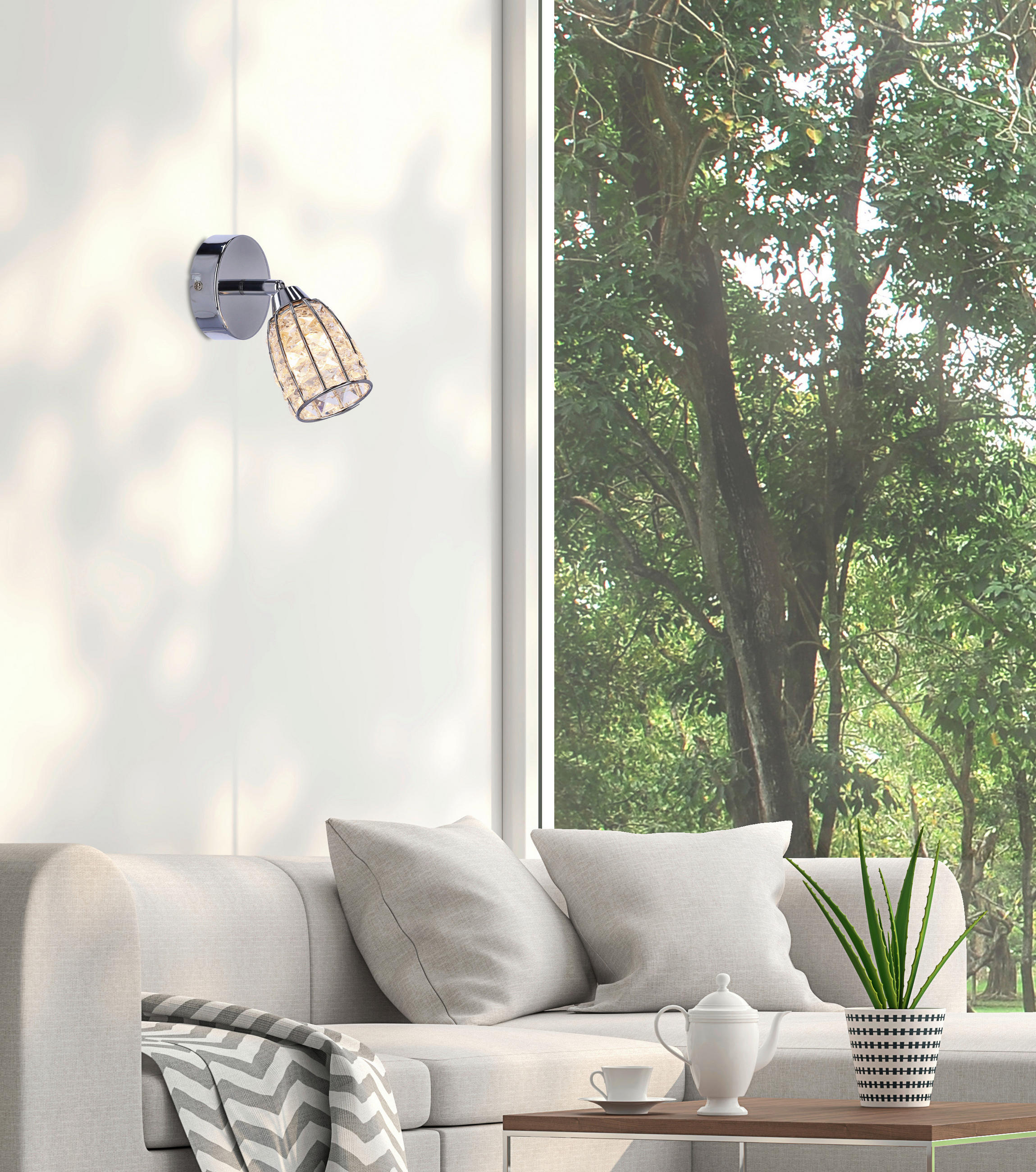 SPOTLIGHT Shiba   - kromfärg/transparent, Klassisk, metall/glas (15/8.5cm)