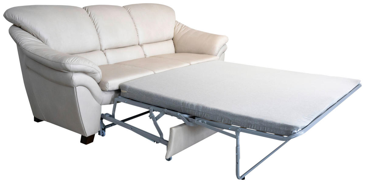 HÁROMÜLÉSES KANAPÉ bőr ekrü  - diófa színű/ekrü, bőr/fa (202/96/102cm) - Andante