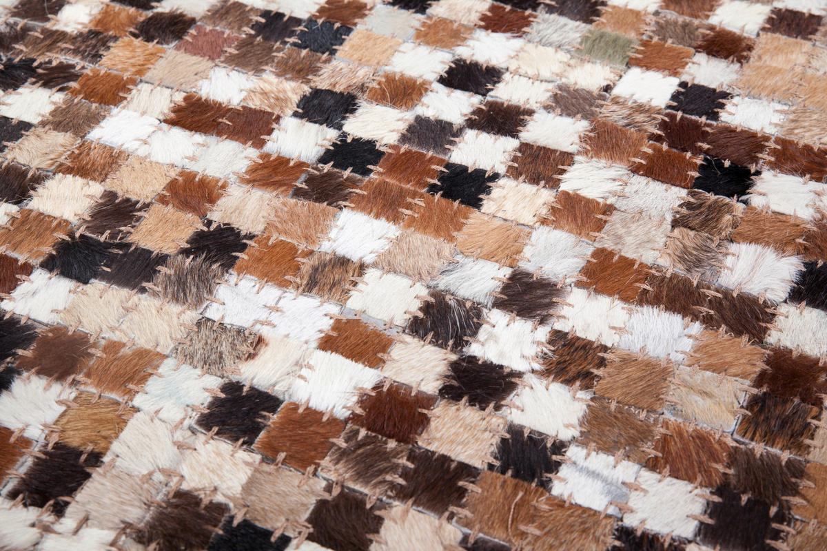 KOŽNI TEPIH 90/160 cm   bež  Patchwork  - bež, Natur, koža/tekstil (90/160cm)