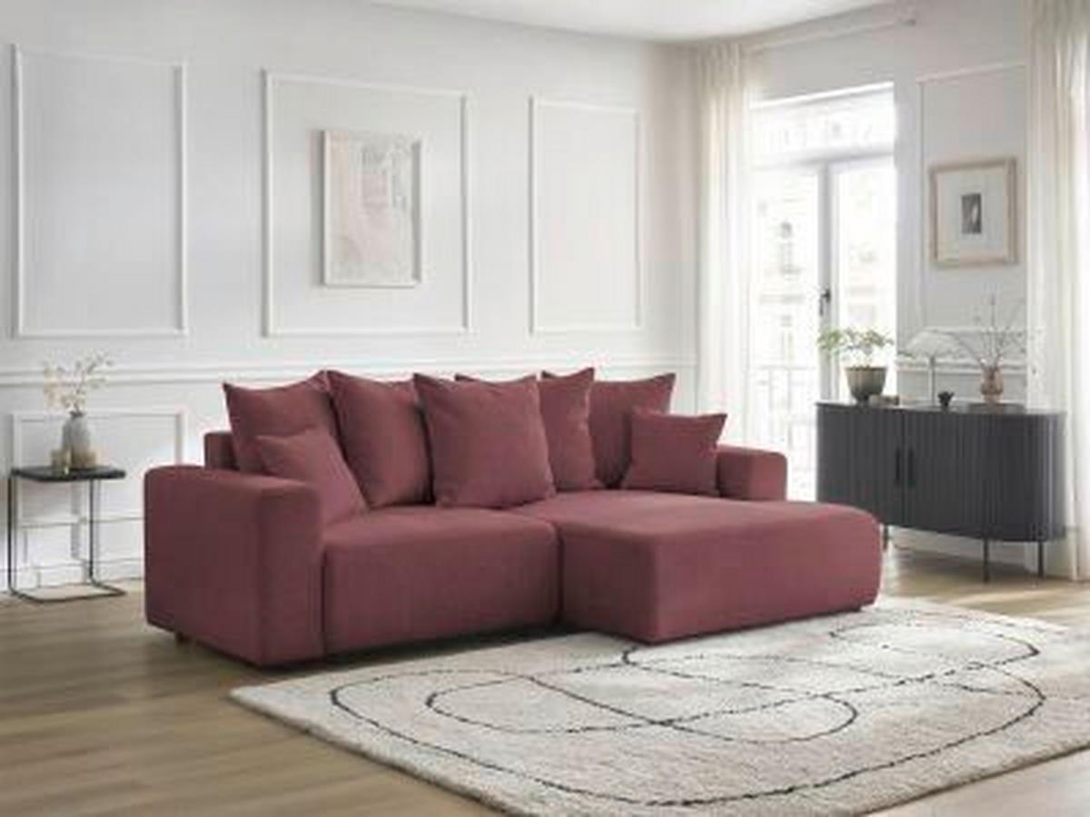 ECKSOFA Ottomane rechts  ATILLA Rot Flachgewebe  - Rot/Schwarz, MODERN, Kunststoff/Textil (244/149cm)