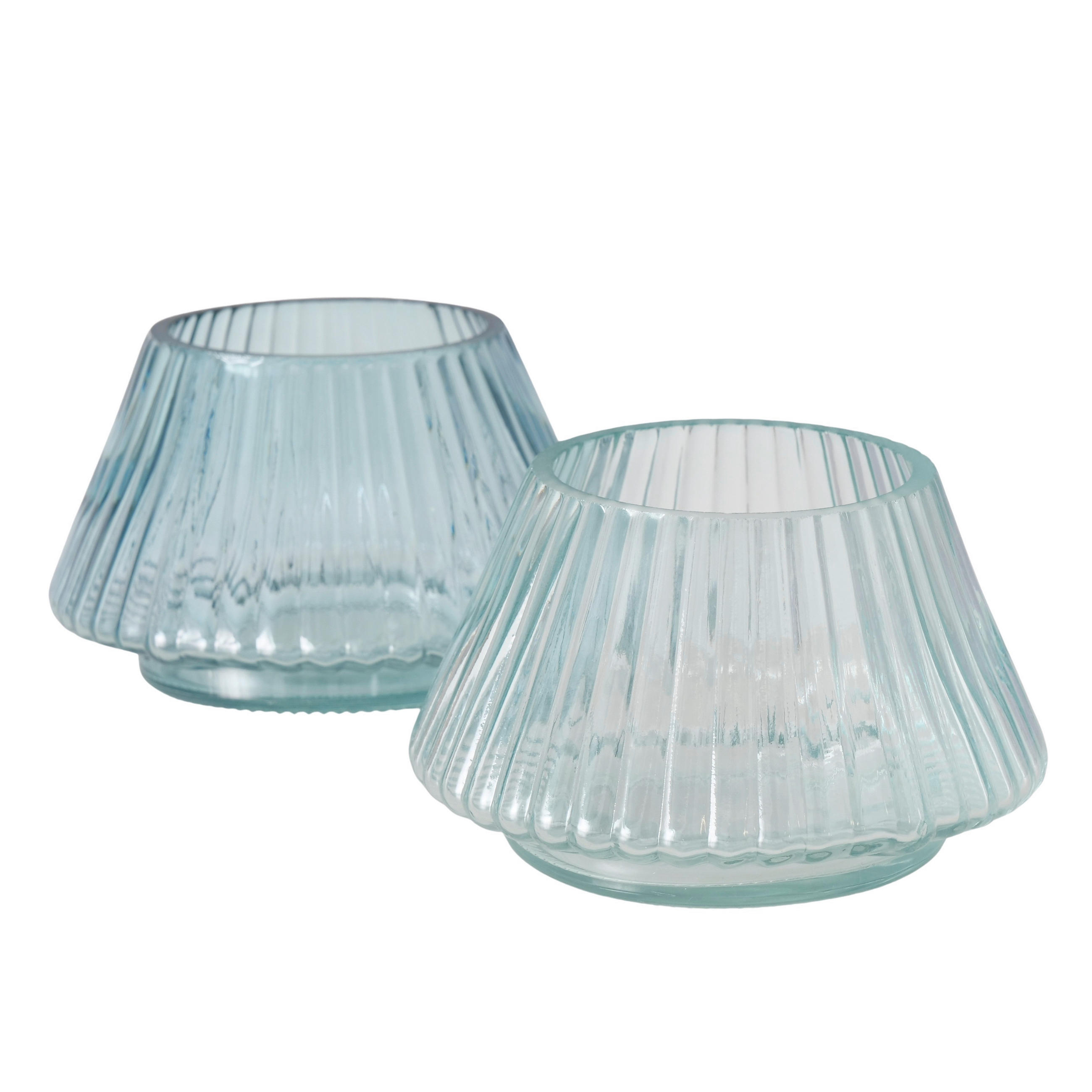 MÉCSESTARTÓ - világoskék/pasztellkék, Basics, Üveg (12,4/7,6cm)