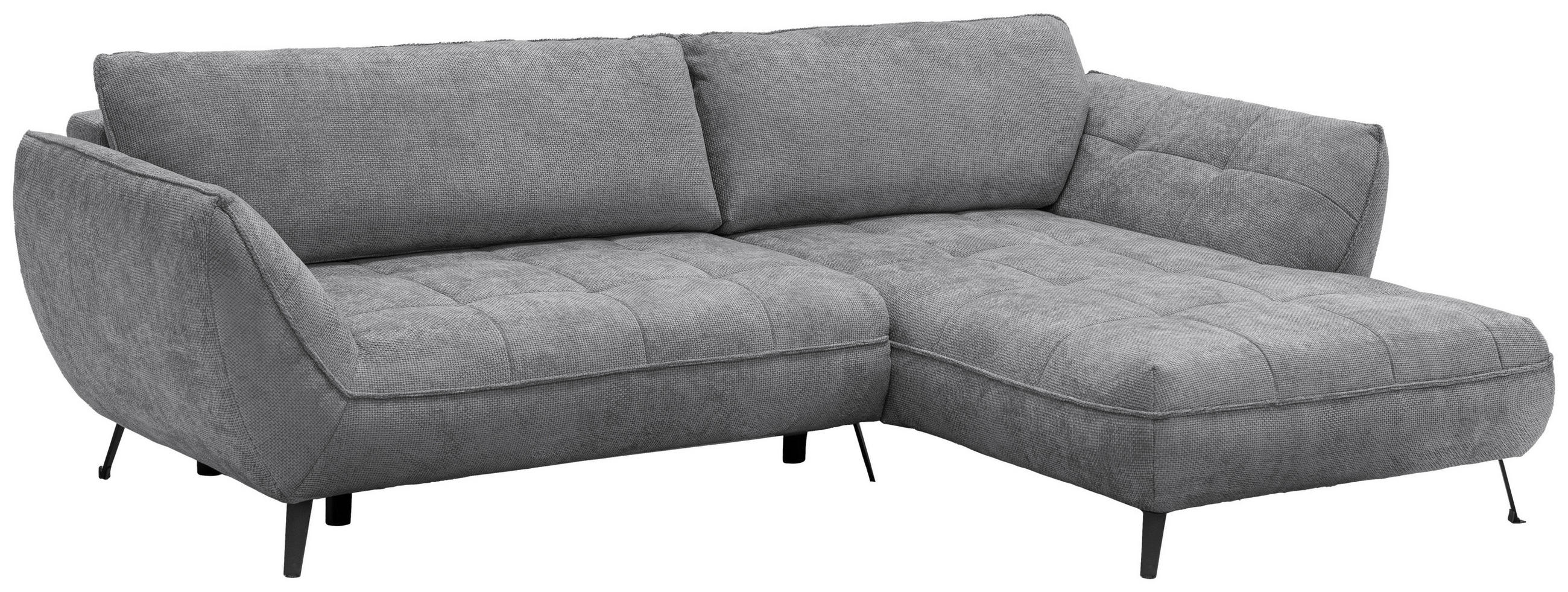 ECKSOFA in Struktur Grau  - Schwarz/Grau, Design, Textil/Metall (282/187cm) - Livetastic