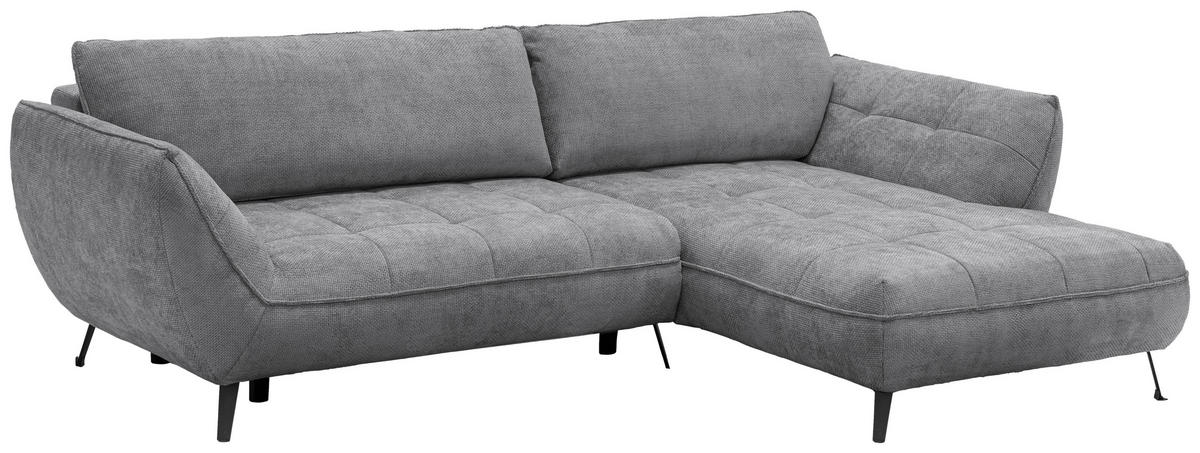ECKSOFA in Struktur Grau  - Schwarz/Grau, Design, Textil/Metall (282/187cm) - Livetastic