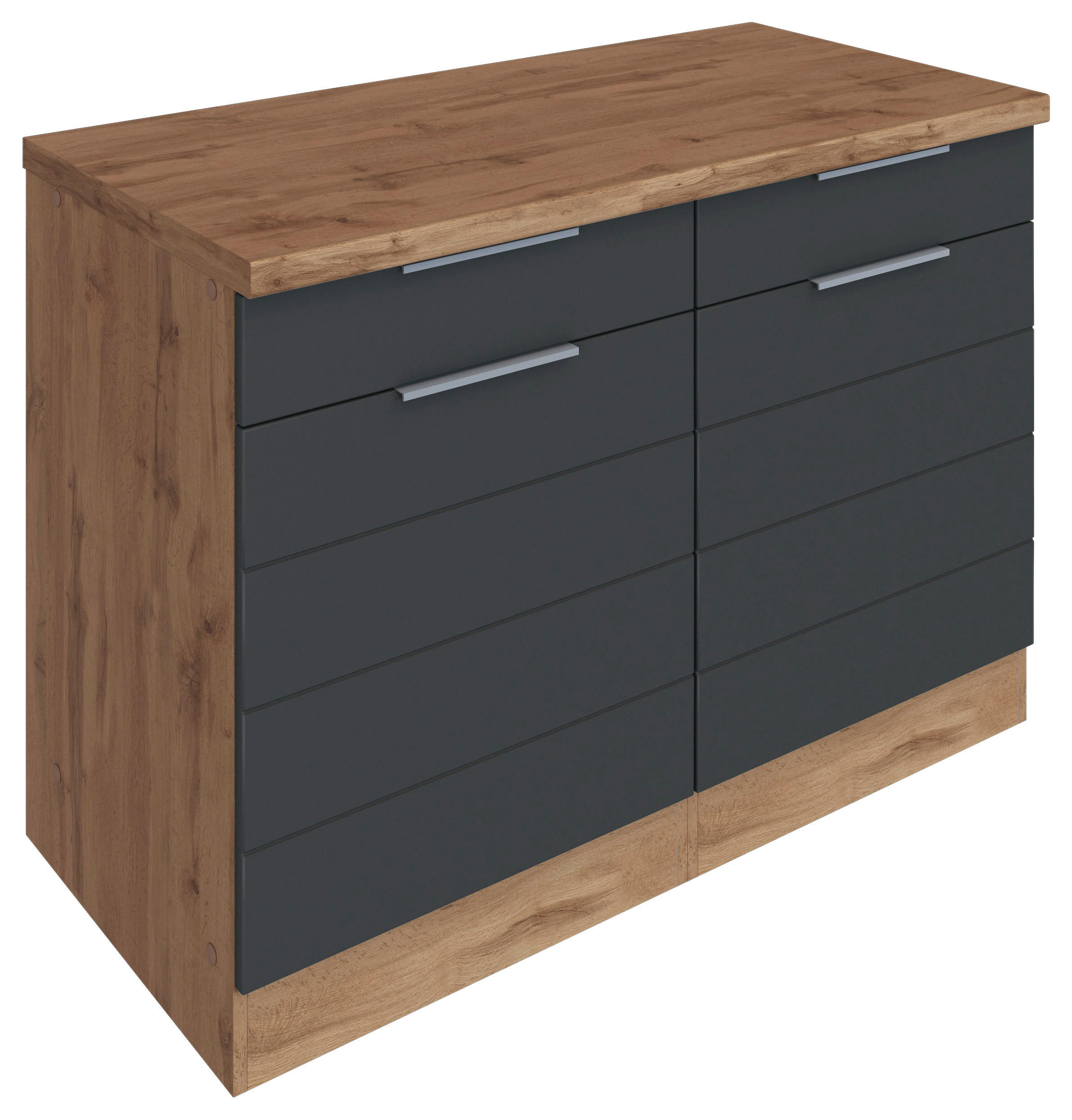 KÜCHENUNTERSCHRANK 120/86/60 cm  in Grau, Eiche Wotan  - Eiche Wotan/Grau, Design, Holzwerkstoff/Metall (120/86/60cm) - Held