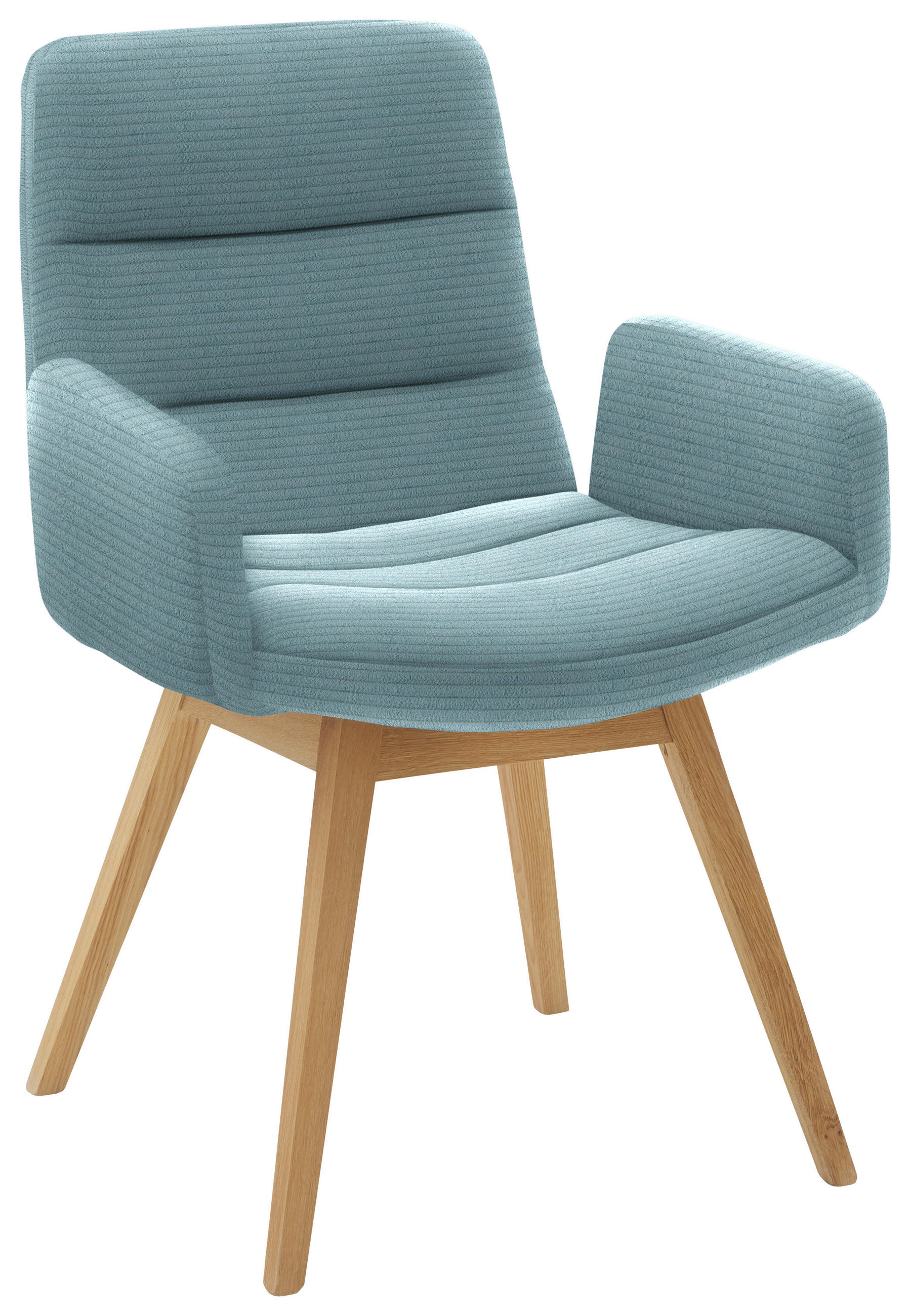 ARMLEHNSTUHL - Naturfarben/Hellblau, Design, Holz/Textil (61/88/66cm) - Dieter Knoll
