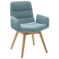 ARMLEHNSTUHL - Naturfarben/Hellblau, Design, Holz/Textil (61/88/66cm) - Dieter Knoll