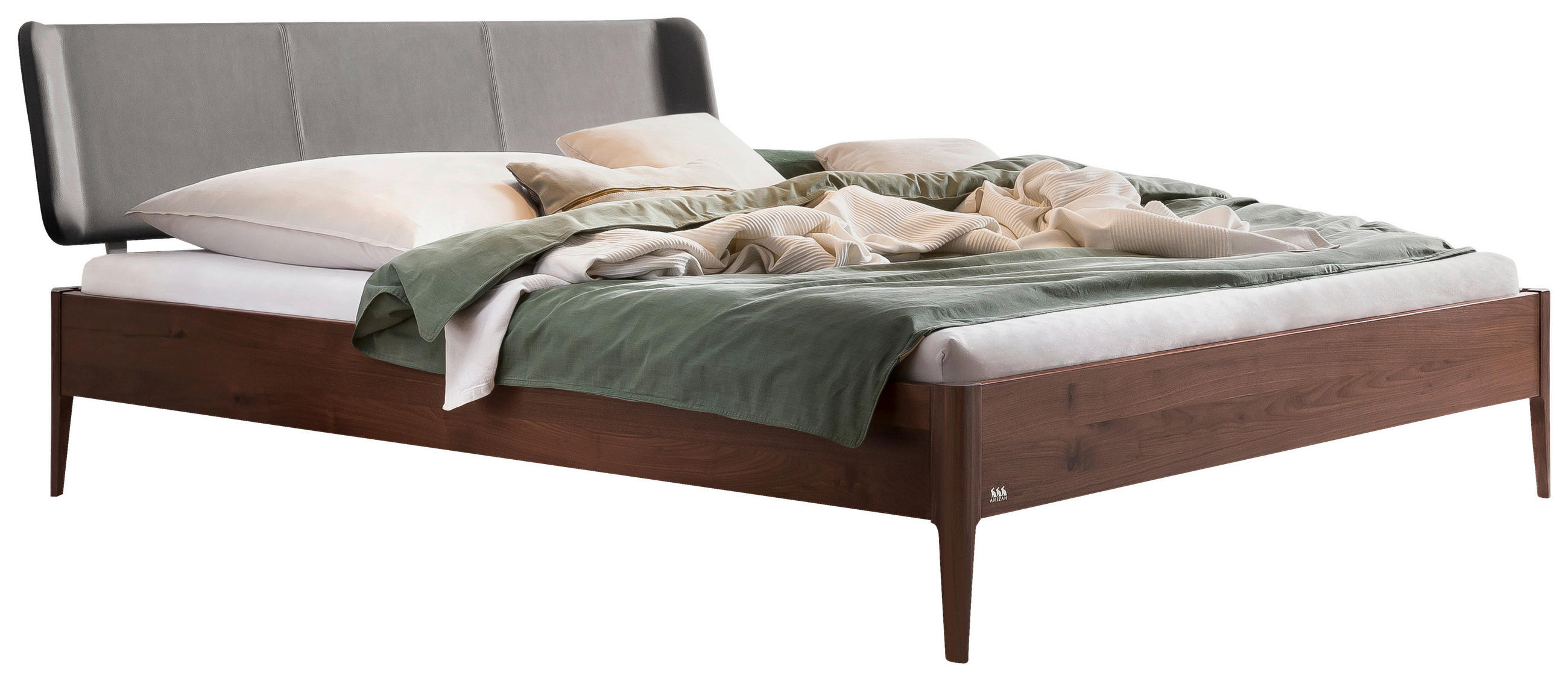 BETT 160/200 cm  in Nussbaumfarben, Dunkelgrau  - Dunkelgrau/Nussbaumfarben, MODERN, Holz/Textil (160/200cm) - Hasena