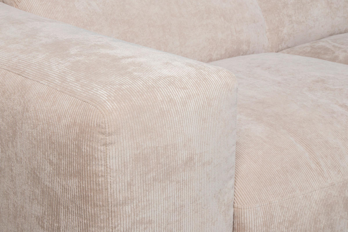 ECKSOFA HANNAH Beige Cord  - Beige/Schwarz, Design, Kunststoff/Textil (343/170cm) - MID.YOU