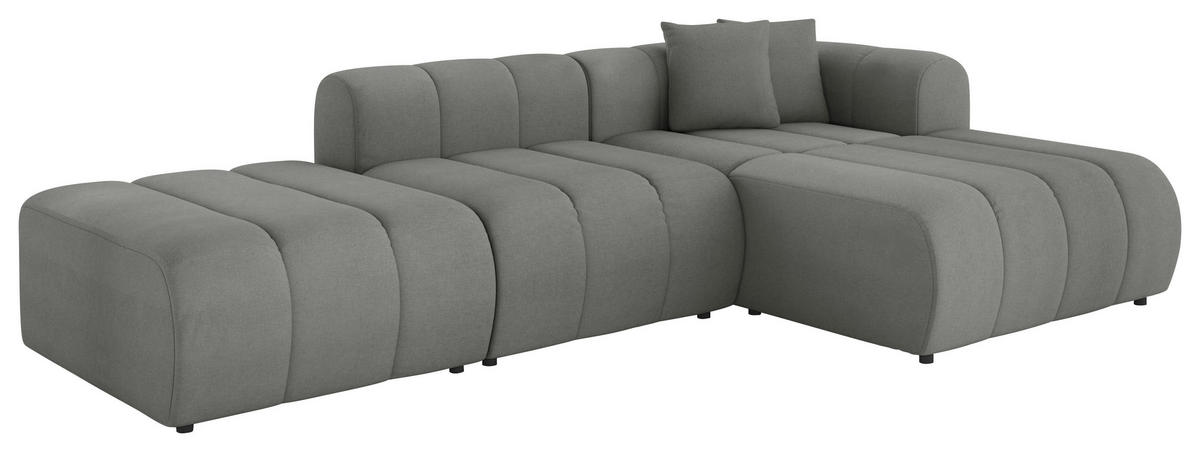 ECKSOFA Graphitfarben Webstoff Zierkissen  - Schwarz/Graphitfarben, LIFESTYLE, Kunststoff/Textil (289/178cm) - Milino