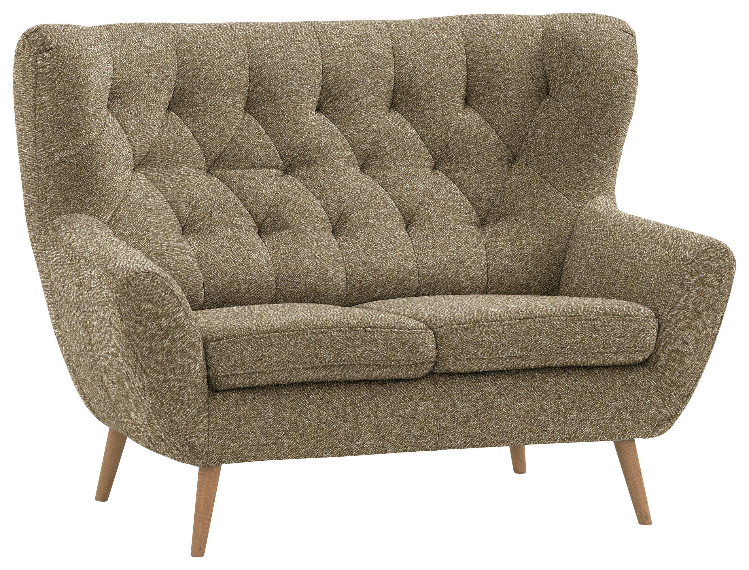 2-SITZER-SOFA  in Webstoff Olivgrün  - Eichefarben/Beige, Design, Holz/Holzwerkstoff (138/104/92cm) - Stylife