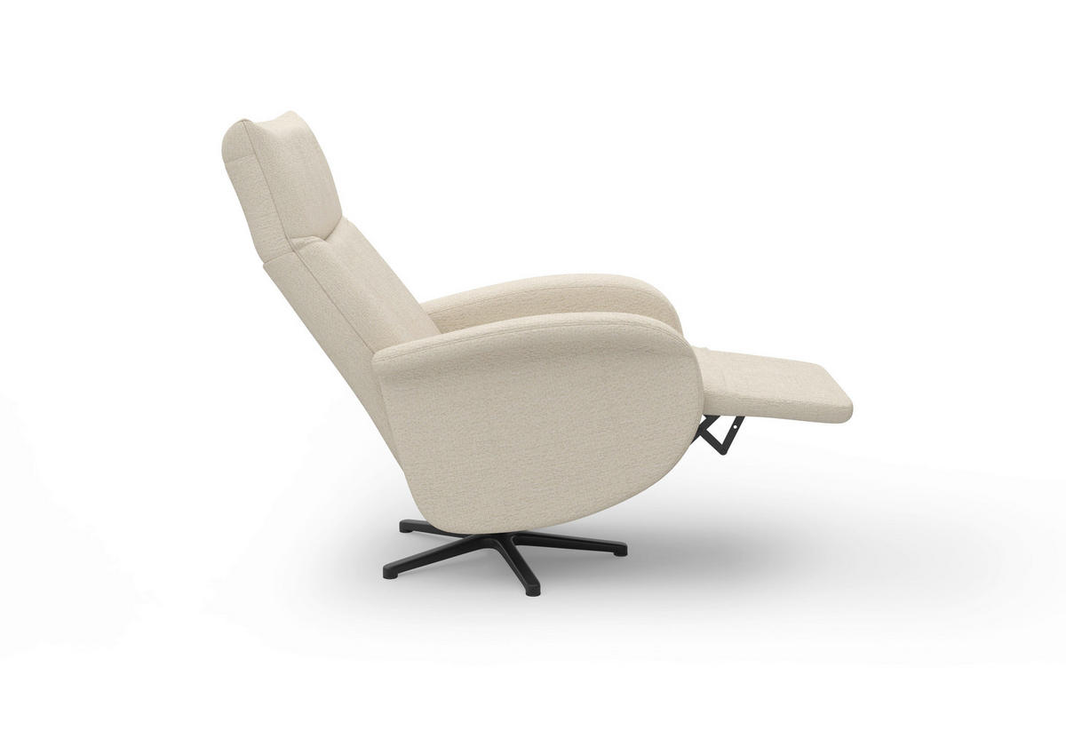 RELAXSESSEL GLENDALE E Chenille Kopfteilverstellung, Rücken echt    - Sandfarben/Schwarz, KONVENTIONELL, Textil/Metall (75/112/82cm) - Sit & More