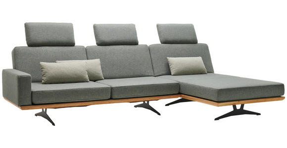 ECKSOFA in Flachgewebe Grau, Grün  - Schwarz/Grau, Natur, Textil/Metall (326/170cm) - Valnatura