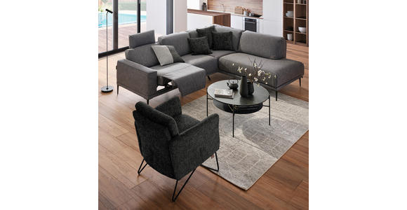 SESSEL in Chenille, Mikrofaser Anthrazit  - Anthrazit/Schwarz, Design, Textil/Metall (68/78/76cm) - Johann Jakob