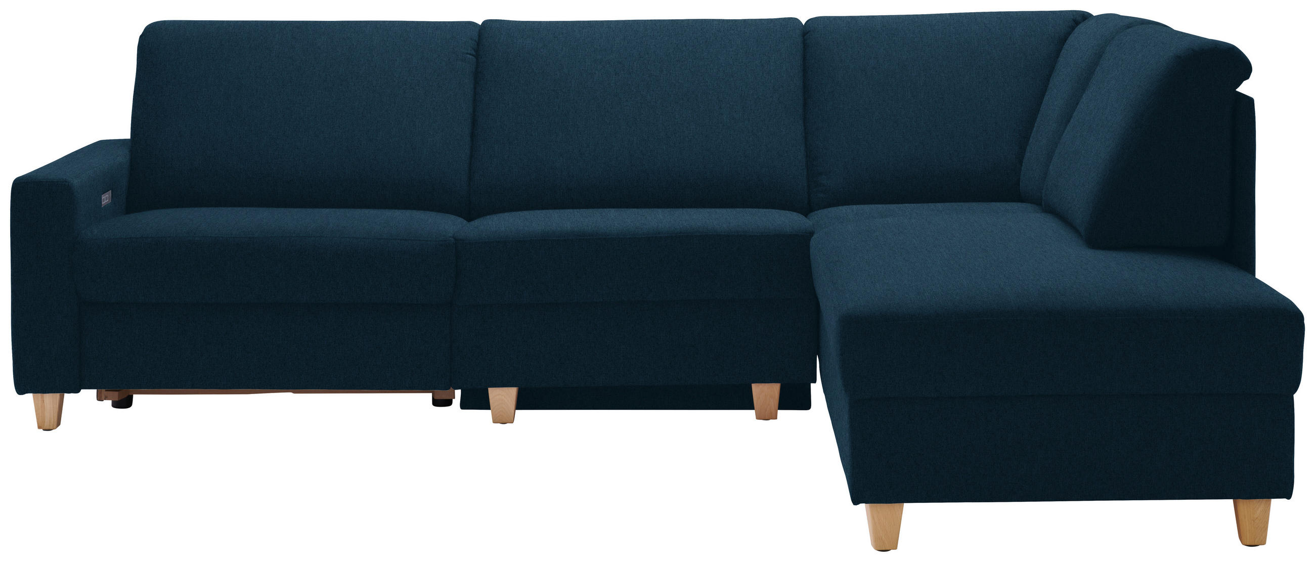 ECKSOFA in Flachgewebe Dunkelblau  261/203 cm  - Eichefarben/Dunkelblau, KONVENTIONELL, Holz/Textil (261/203cm) - Sedda
