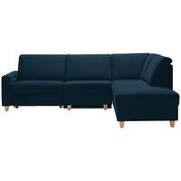 ECKSOFA in Flachgewebe Dunkelblau  261/203 cm  - Eichefarben/Dunkelblau, KONVENTIONELL, Holz/Textil (261/203cm) - Sedda