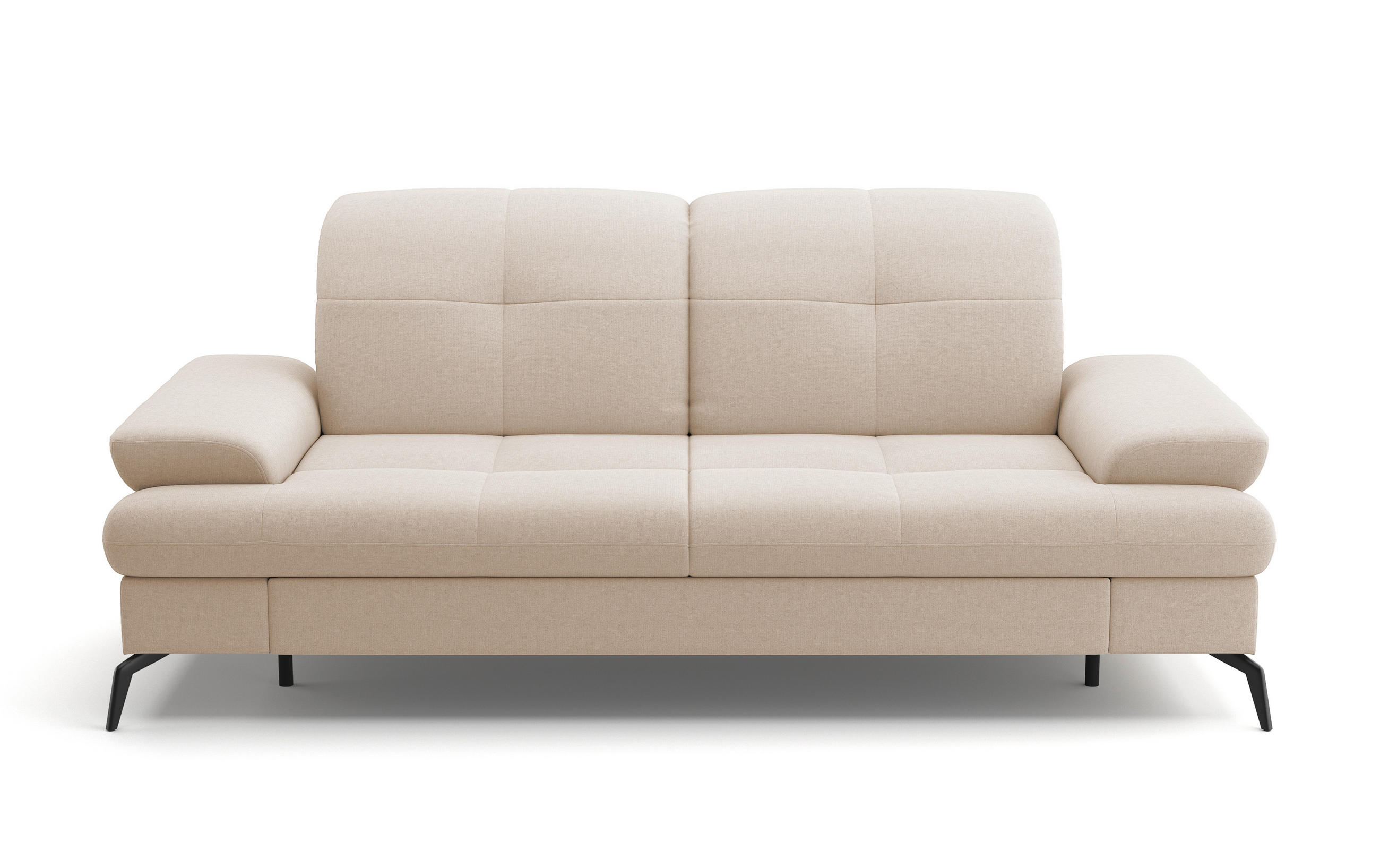 2,5-SITZER in Flachgewebe Creme  - Creme/Schwarz, Konventionell, Textil/Metall (202/90/122cm) - Sit & More