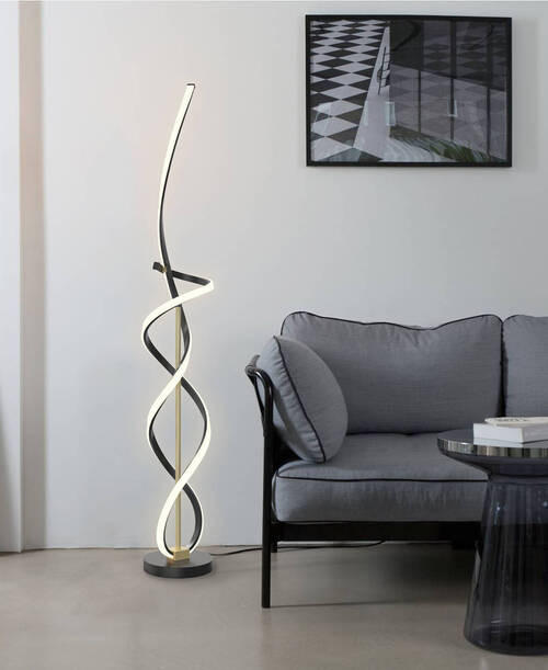 STOJACÍ LED SVÍTIDLO, 25/140 cm  - černá/barvy zlata, Design, kov/plast (25/140cm) - Wofi