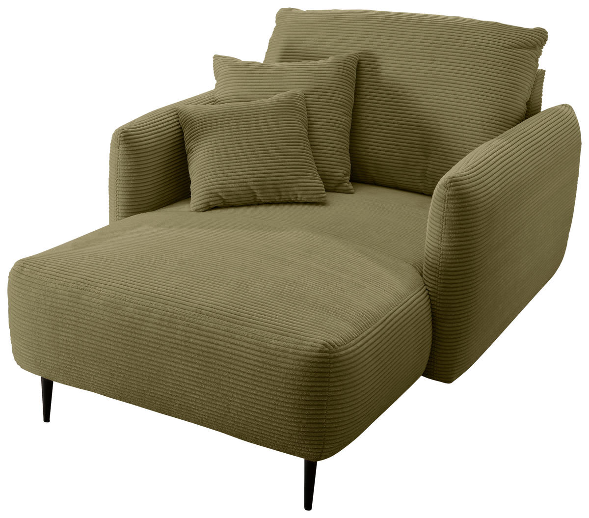 XXL-SESSEL in Cord Olivgrün  - Schwarz/Olivgrün, Design, Textil/Metall (112/95/158cm) - Livetastic