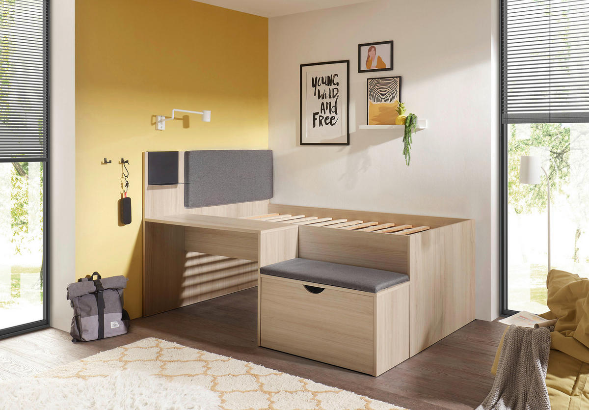 POSTEĽ S PRIESTOROM NA HRU 90/200 cm,  - farba duba, Konventionell, kompozitné drevo (90/200cm) - Carryhome