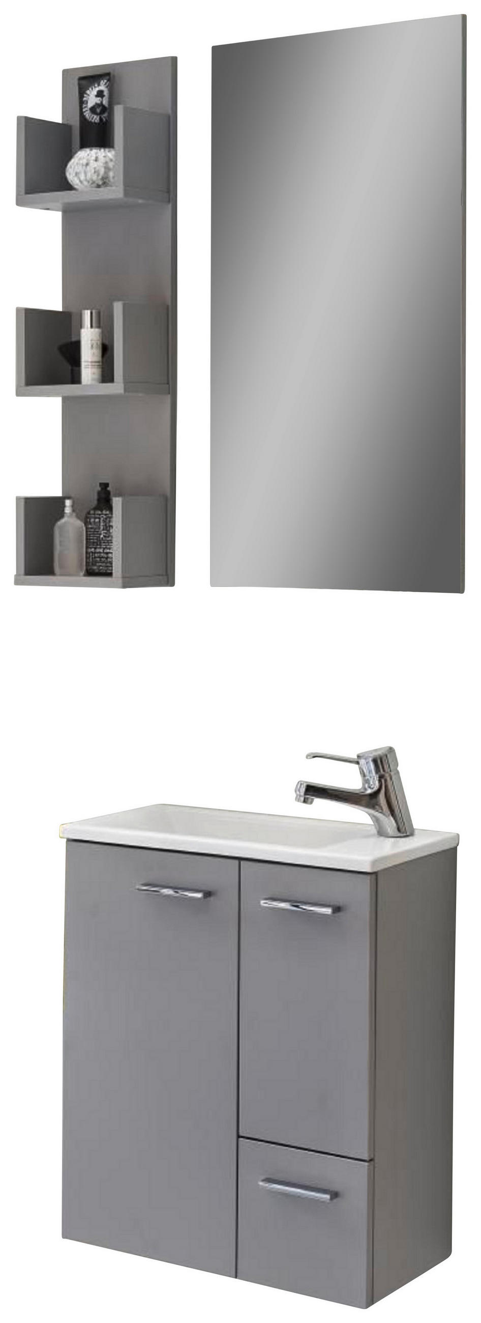 GÄSTEBAD 60 cm  - Platinfarben/Weiß, KONVENTIONELL, Keramik/Holzwerkstoff (60cm) - Stylife