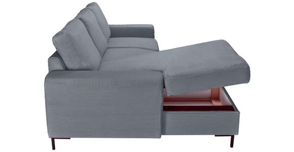 ECKSOFA Dunkelgrau Cord  - Dunkelgrau/Schwarz, KONVENTIONELL, Textil/Metall (150/240cm) - Carryhome