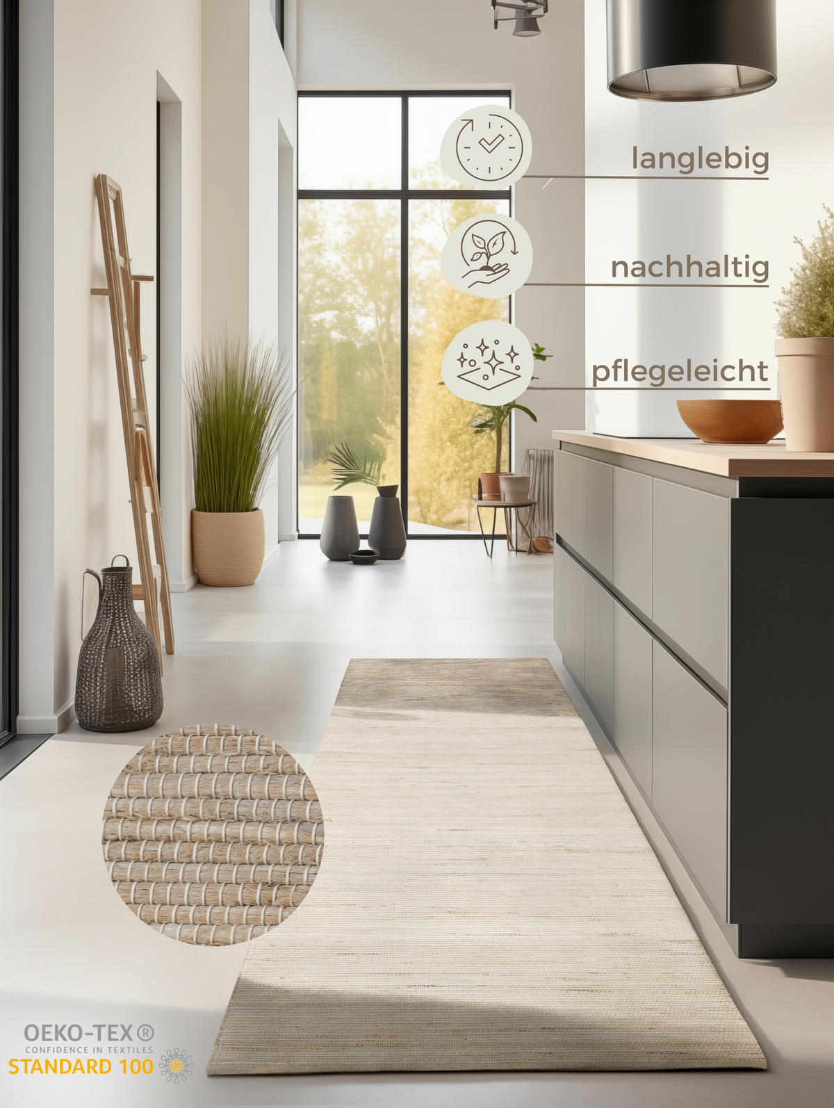 LÄUFER 80/200 cm Handloom 1.0  - Beige, Basics, Textil (80/200cm)