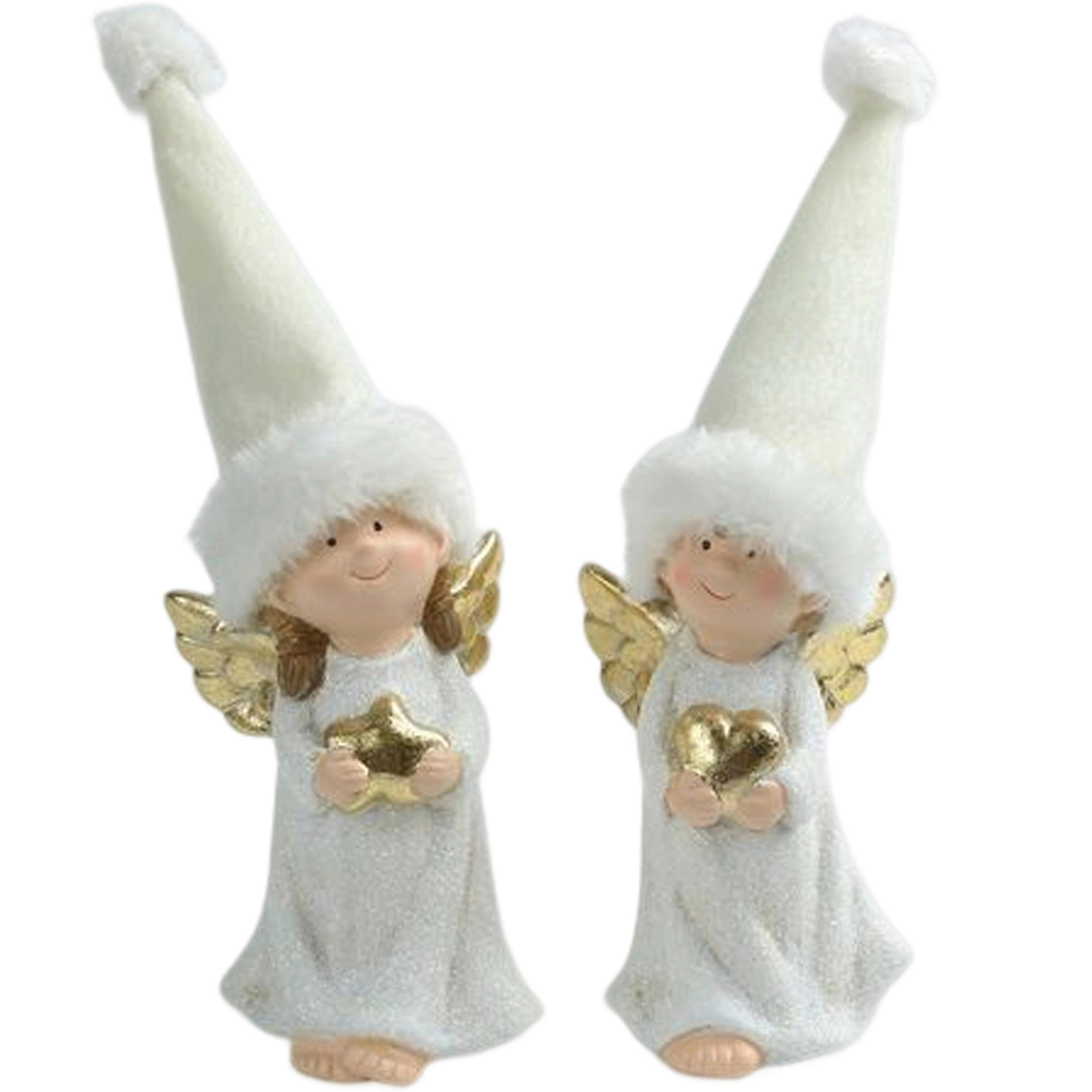 ÎNGER DECORATIV - alb/auriu, Lifestyle, ceramică/textil (7,2/22/6,1cm) - X-Mas
