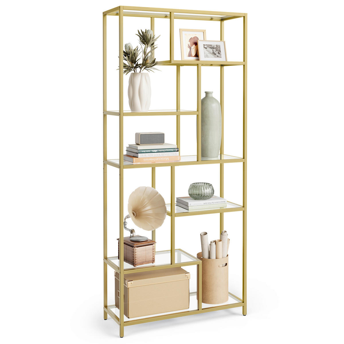 REGAL  80/180/30 cm Goldfarben  - Goldfarben, MODERN, Glas/Metall (80/180/30cm) - MID.YOU