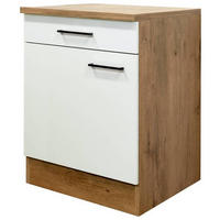 KÜCHENUNTERSCHRANK 60/85/57 cm  in Eichefarben, Magnolie  - Eichefarben/Magnolie, KONVENTIONELL, Holzwerkstoff/Metall (60/85/57cm) - FlexWell