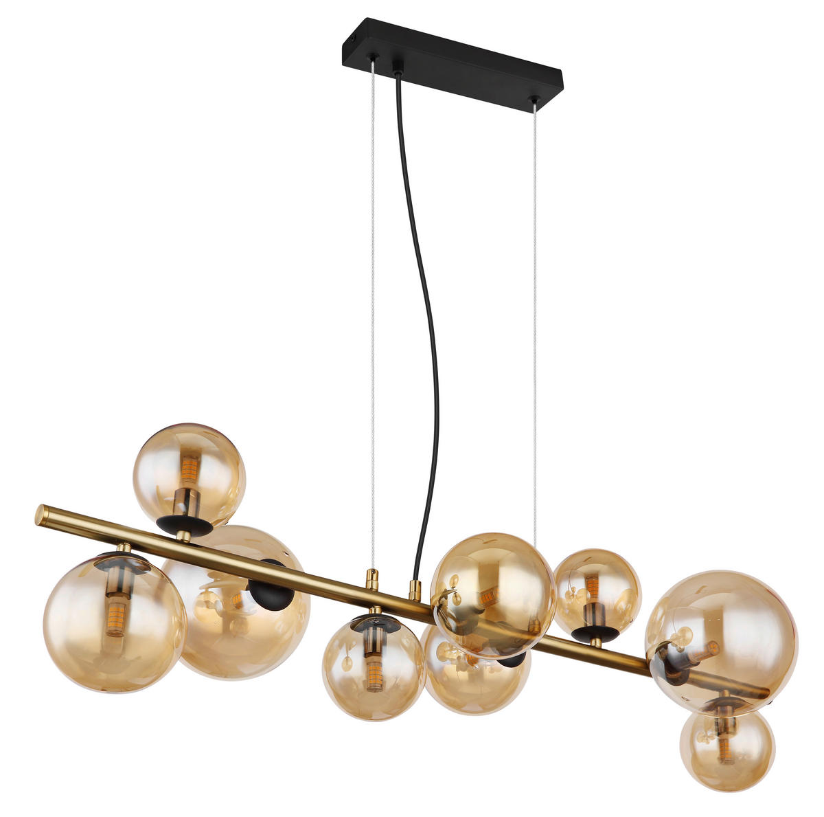 LED SVJETILJKA VISEĆA    86,6/36/120 cm     - boje mjeda/crna, Design, staklo/metal (86,6/36/120cm) - Globo
