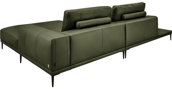 ECKSOFA  in Echtleder Grün  304/201 cm  - Schwarz/Grün, Design, Leder/Metall (304/201cm) - Belluti