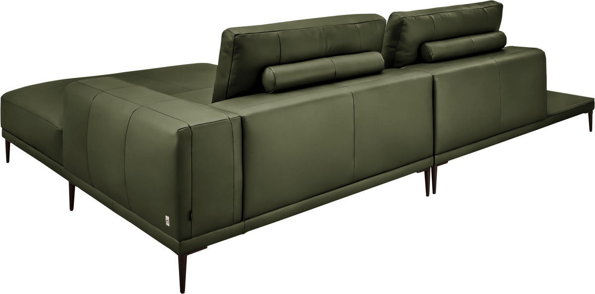 ECKSOFA Echtleder Grün  - Schwarz/Grün, Design, Leder/Metall (304/201cm) - Belluti