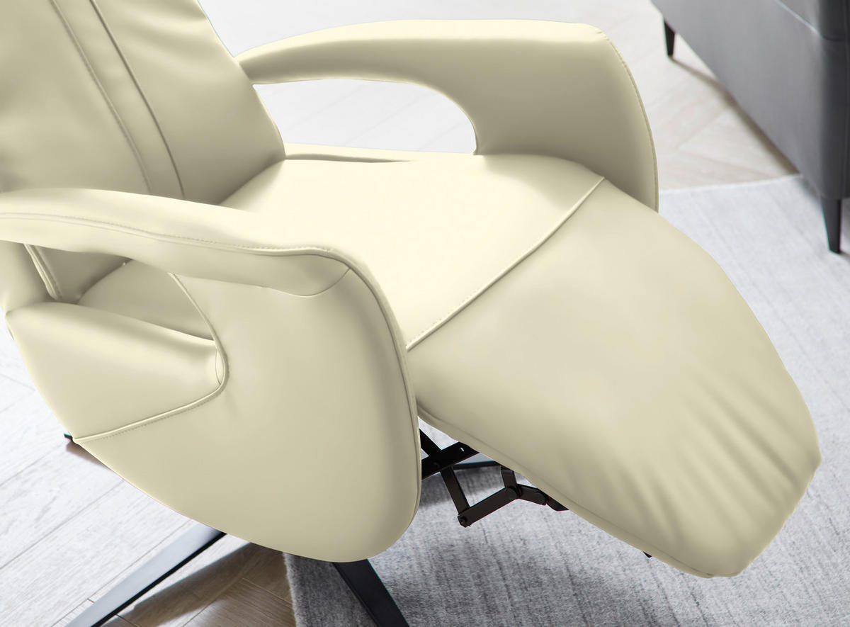 RELAXSESSEL in Leder Weiß  - Schwarz/Weiß, Design, Leder/Metall (71/112/83cm) - Dieter Knoll